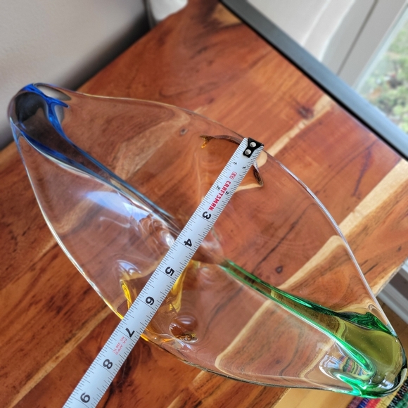 Art Glass Rhapsody Vase by Frantisek Zemek for Mstišov, 1950s Orange Blue Green - Picture 4 of 12